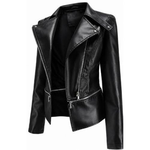 Ladies Black Genuine Leather Jacket