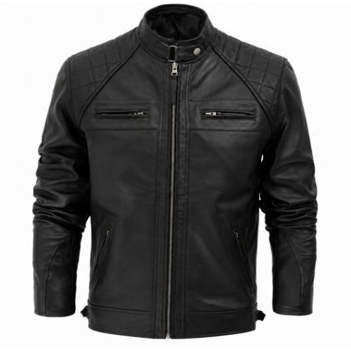 Mens Black Straight Leather Jacket