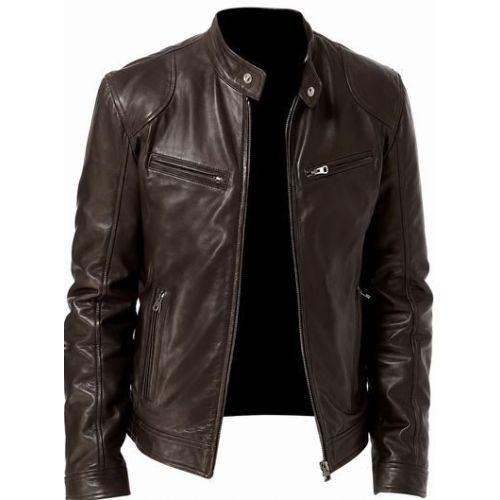 Mens Vintage Brown Genuine Leather Jacket