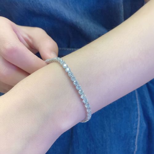 10K Silver Gold Lab Grown Diamond Tennis Bracelet