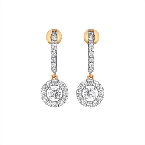 18K Round Lab Grown Diamond In Out Hoop Earrings