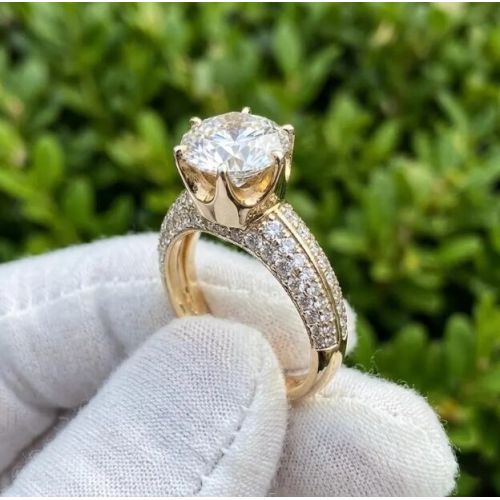 2CT E VVS2 Round Lab Grown Diamond Engagement Ring