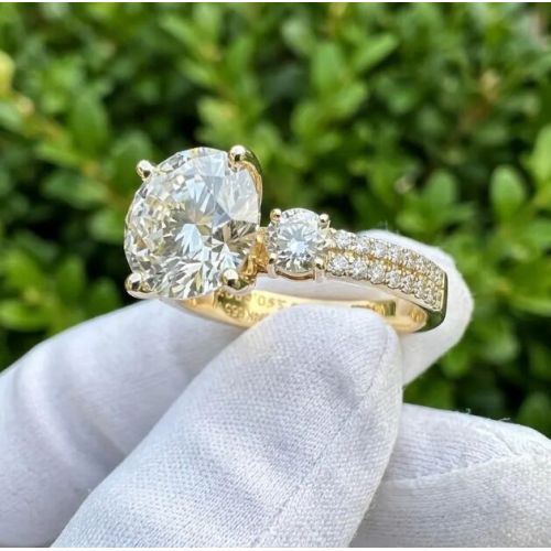 3.70 CT Lab Grown Diamond Three Stone Engagement Ring