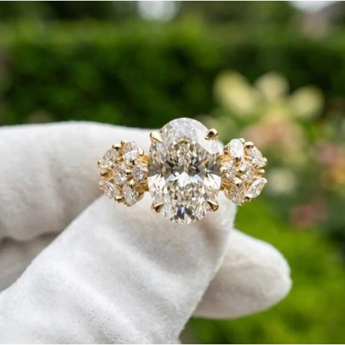 3CT Oval Cut E VVS2/VS1 Lab Grown Diamond Engagement Ring