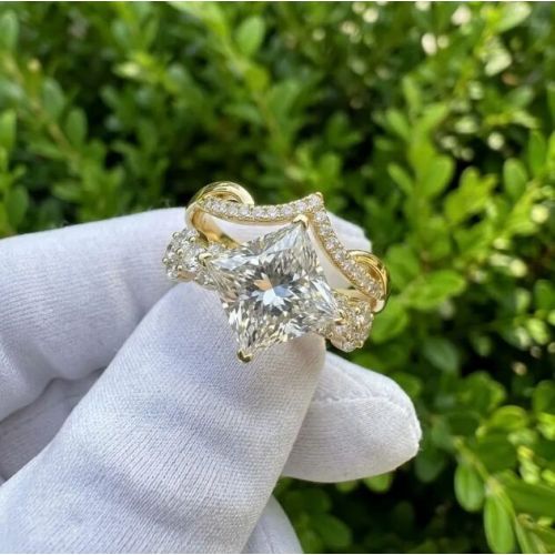 3CT Princess Cut Twisted Split Shank Engagement Ring