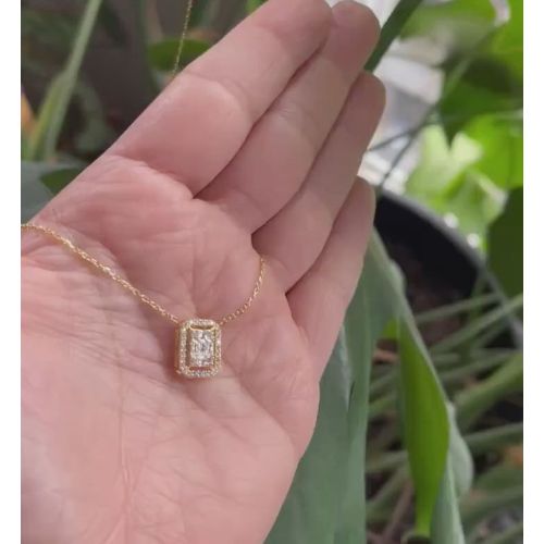 Gold Baguette Cz Necklace Pendant