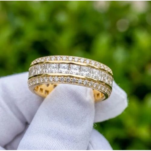 Luxury 7mm Width Princess Cut Lab Grown Diamond Eternity Ring
