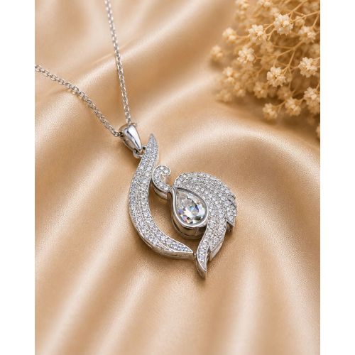 Pear Cut Diamond Swan Pendant Necklace