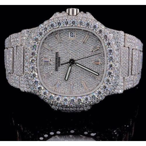 Skeleton Round Dial Moissanite Diamond Watch