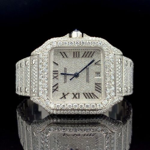Square Dial Iced Out VVS Moissanite Diamond Watch