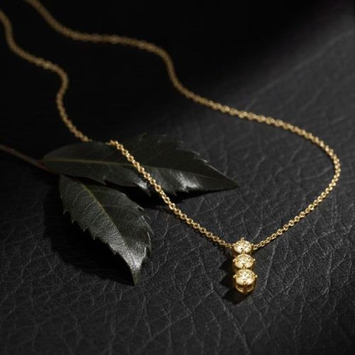 Three Stone Diamond Drop Pendant