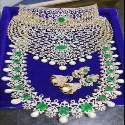 Bridal Wear Diamond Choker Necklace Set