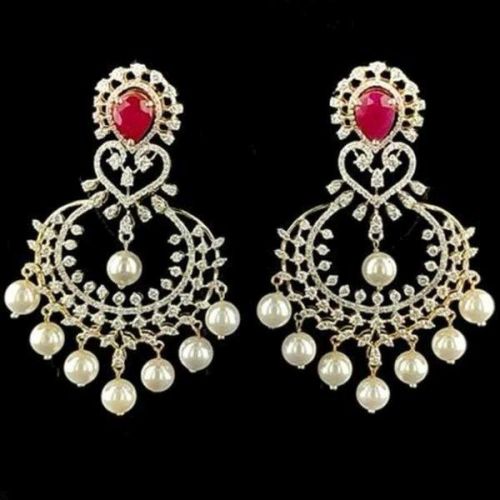 Exotic Yellow Gold Designer Diamond Chandbali Earrings