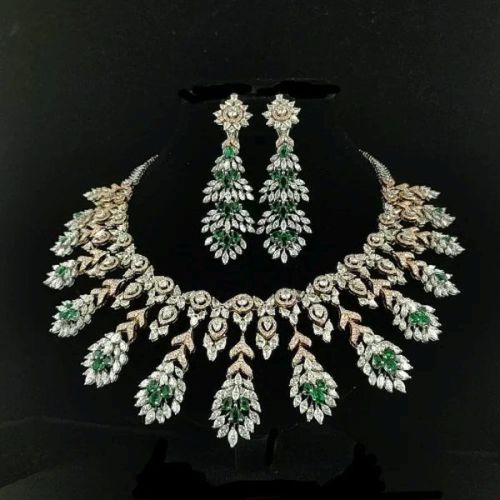 Fancy Solitaire Diamond Necklace Set