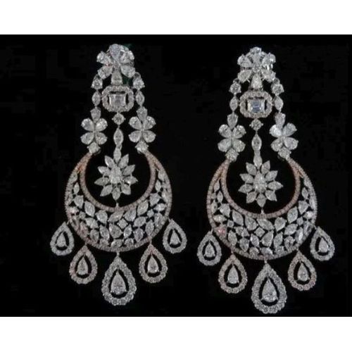 Party Wear Real Diamond Chandbali Earrings