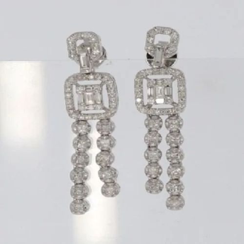 White Gold Diamond Drop Earrings