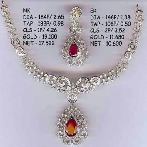White Gold High Quality Diamond Necklace Set