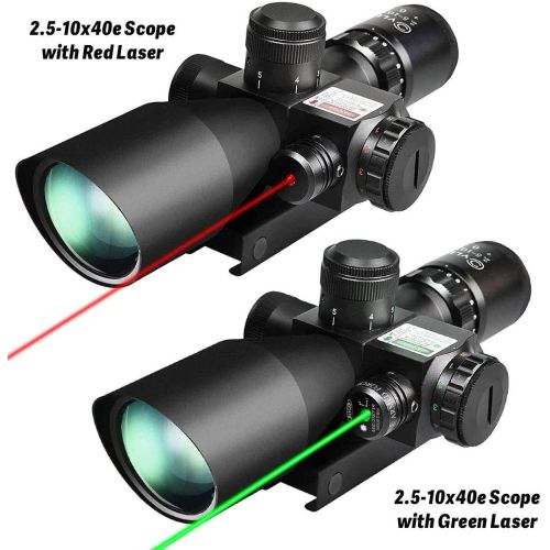 2.5-10X40 Compact Tactical Scope with Integrated Red Laser
