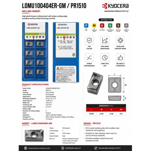 lomu100404er-gm Indexable Milling Insert