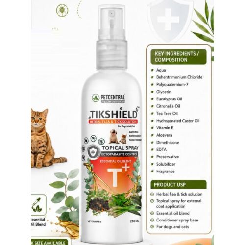 Tikshield Natural Flea and Tick Spray for Dogs and Cats