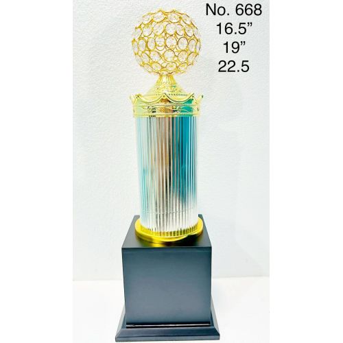 Fluted Pillar Crown Crystal Trophy