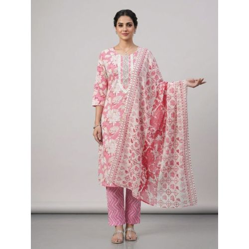 Ladies Blush Floral Suit Set