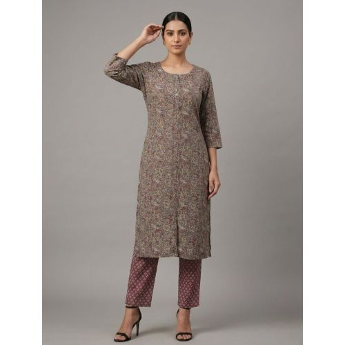 Ladies Brown Paisley Cotton Co-Ord Set