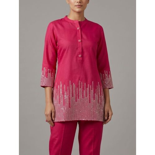 Ladies Fuchsia Sequin Co-Ord Set