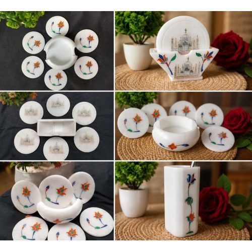 Premium Marble TEA Coaster Set