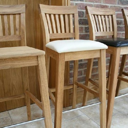 Slat Back Mixed Seat Bar Stool Set