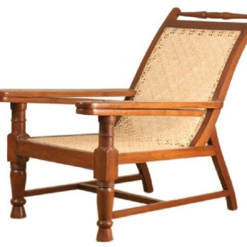 Slant Back Cane Wood Armchair