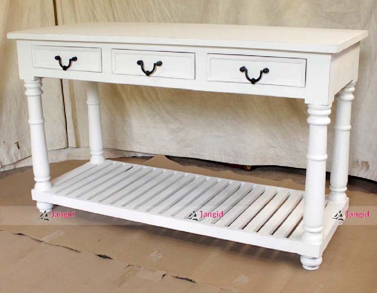 WHITE COLONIAL CONSOLE TABLE