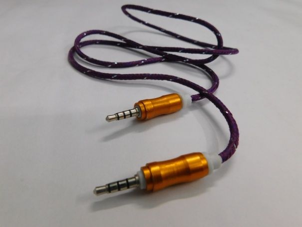 Imported High Quality Purple Cotton 3 Pin Aux Cable 02