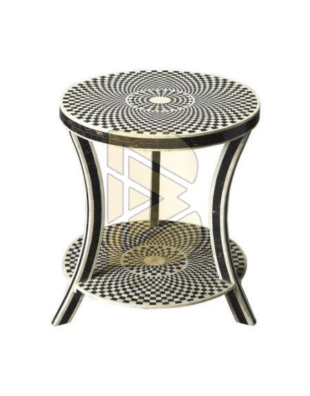 Bone Inlay Geometric Design End Side Tables Manufacturer Supplier In Udaipur India