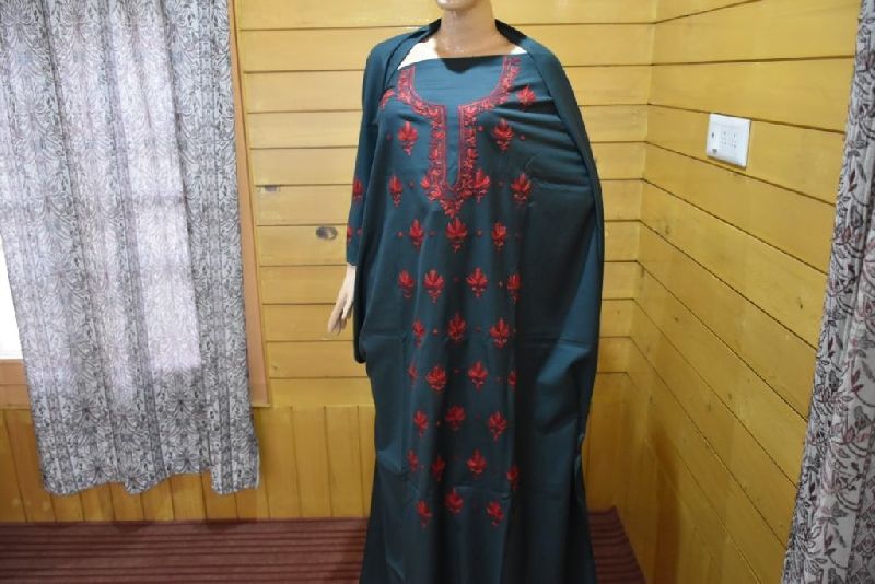 Blue Kashmiri Embroidered Unstitched Suit Fabric 04