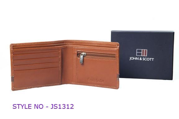 JS1312 Mens Light Brown Leather Wallet