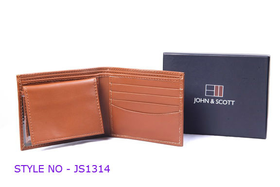 JS1314 Mens Light Brown Leather Wallet