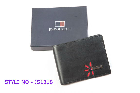 JS1318 Mens Black Leather Wallet