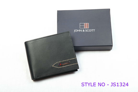 JS1324 Mens Black Leather Wallet