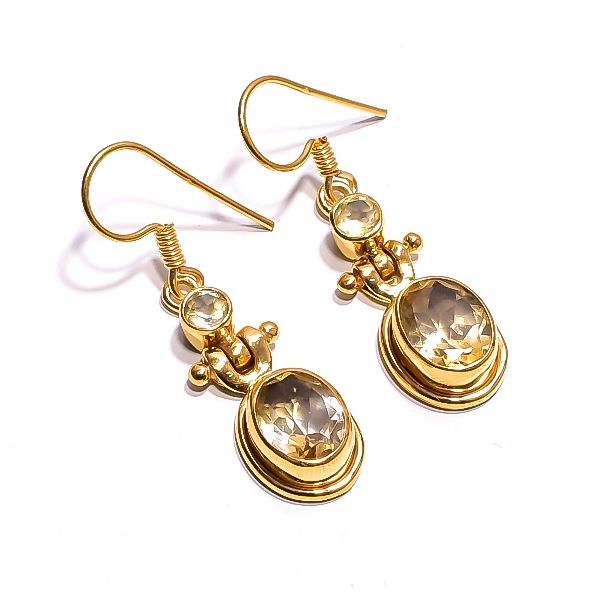 Citrine Gold Plated Silver Earrings