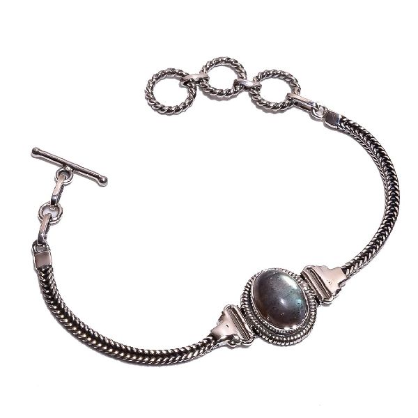Labradorite Gemstone Silver Bracelet