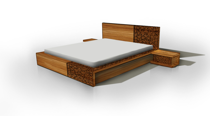 Double Bed With Chinar Design