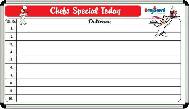 Chefs Special Today Display Board