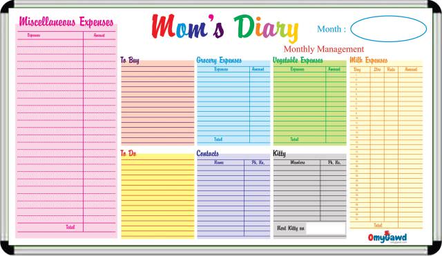 Mothers Everyday Diary Board