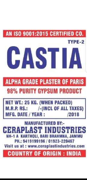 Type 2 Alpha Grade Plaster of Paris