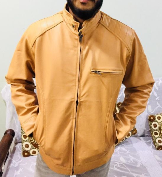 Mens Beige Leather Jacket Manufacturer Exporter Supplier In Agra Mens Beige Leather Jacket