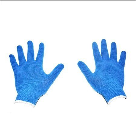 Blue Cotton Knitted Gloves