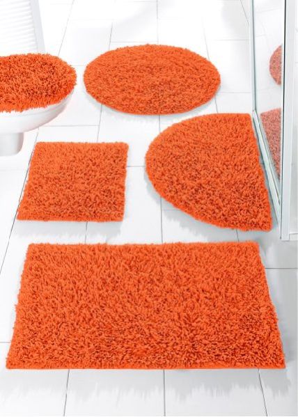 Madras Cotton Orange Bath Mat Set 01