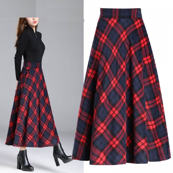Ladies Checkered Long Skirts