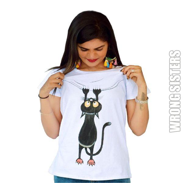 Hanging Cat Painted T-Shirt